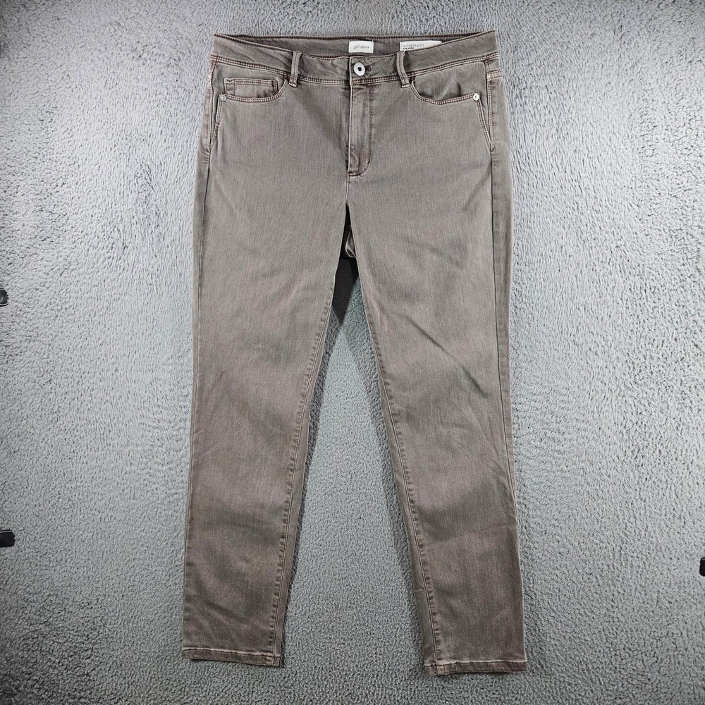 J.Jill Denim Authentic Fit Slim Ankle Jeans Taupe Brown Size 10 Stretch Pants